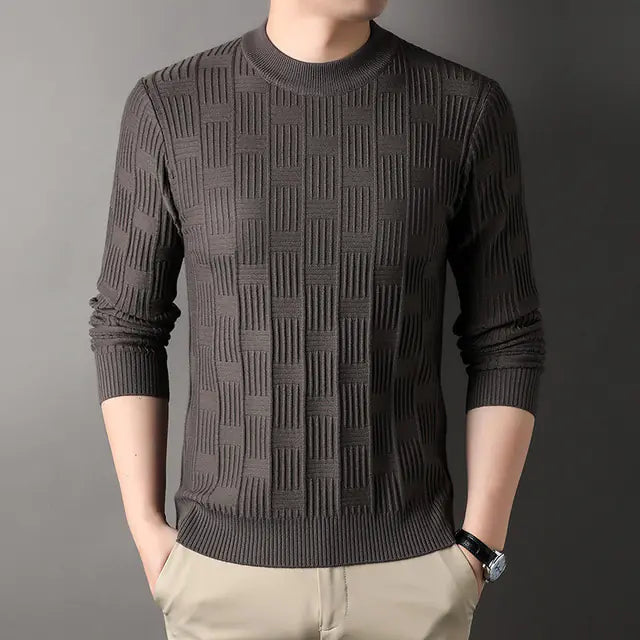 2023 Men's Autumn Winter Checkerboard Jacquard Sweater