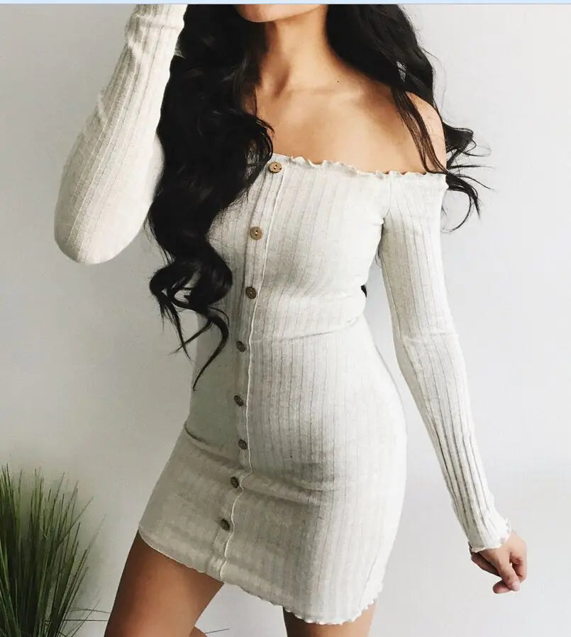 Bodycon Knit Skirt with Sexy One-Shoulder Design