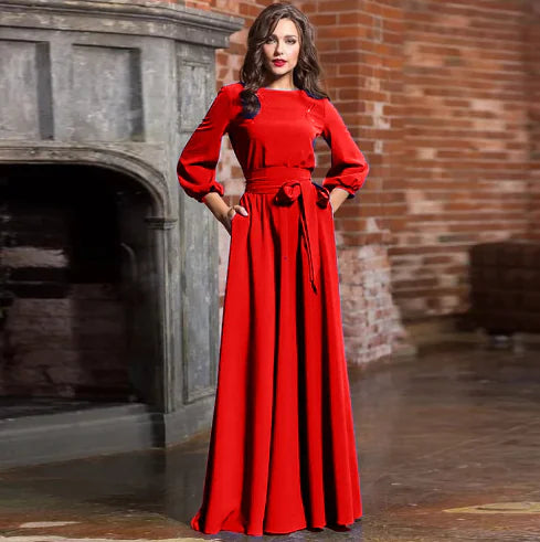 2020 Long Robe with Belt and Bow Plus Size Dress