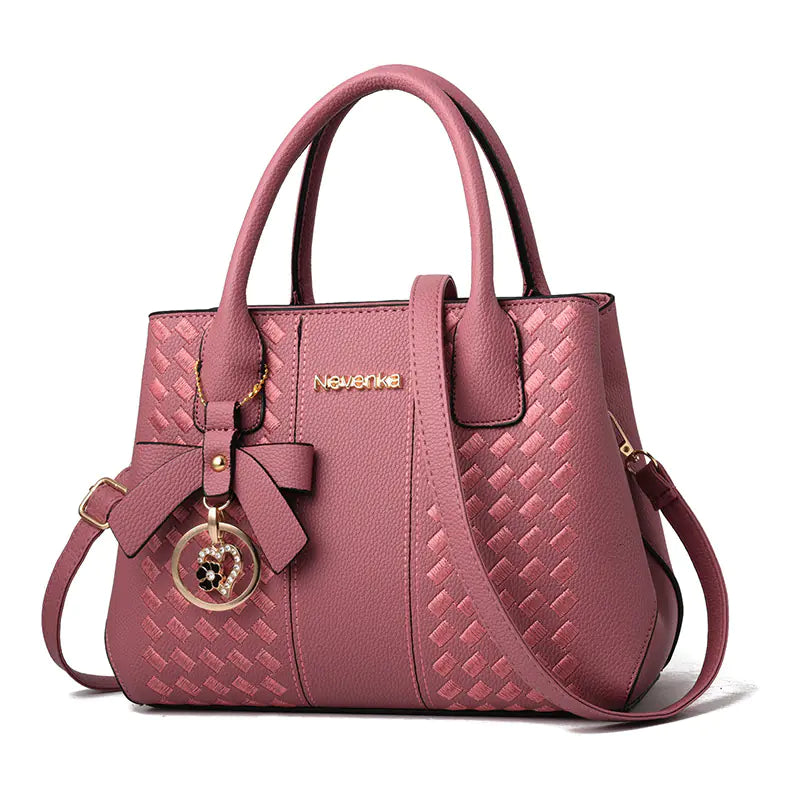 Embroidered Bow Handbag - Casual Shoulder Tote Bag