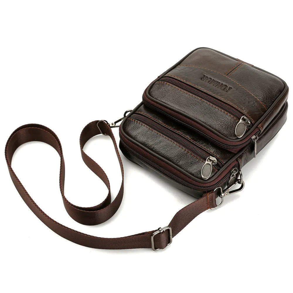 Genuine Leather Men's Crossbody Phone Bag and Waist Bag