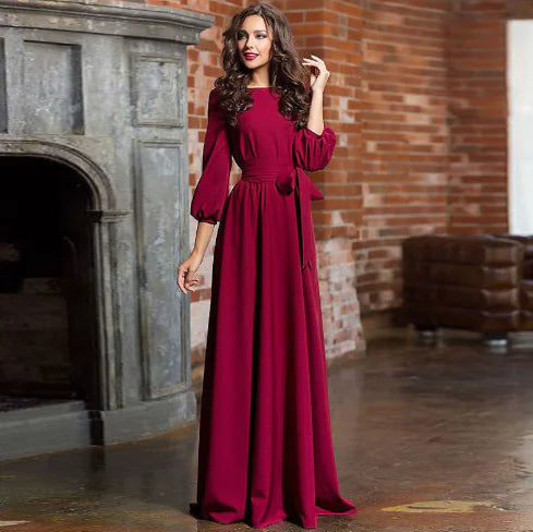 2020 Long Robe with Belt and Bow Plus Size Dress