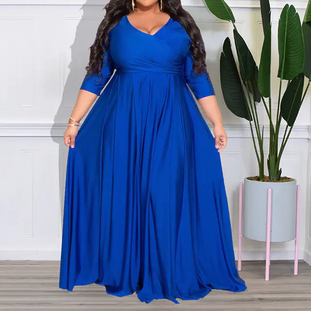 Elegant Solid Color Skirt Dress for Women (Large Size)