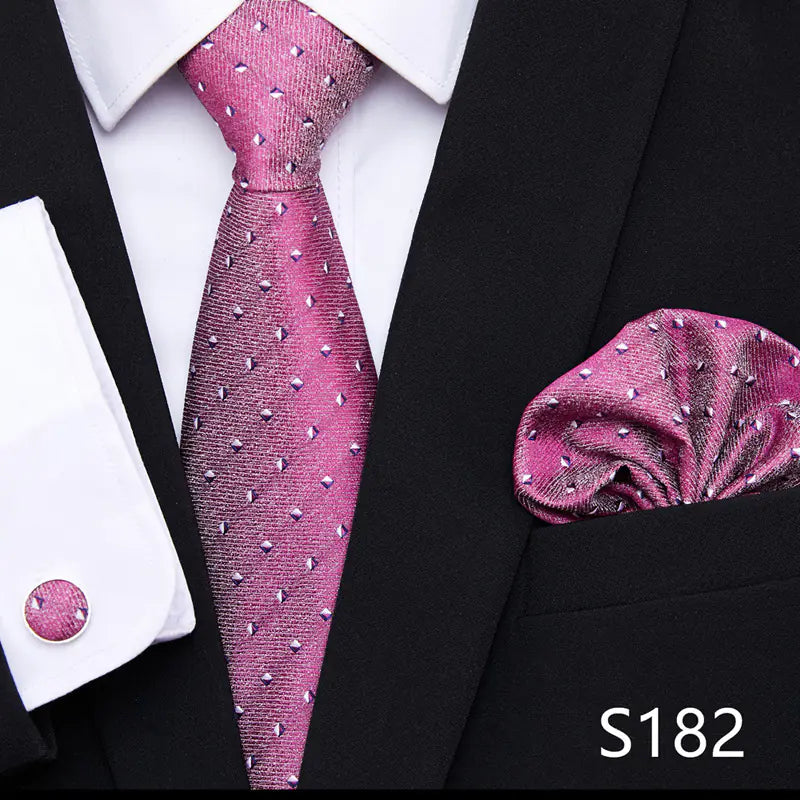 Korean Style Floral Tie and Pocket Square Set for Men