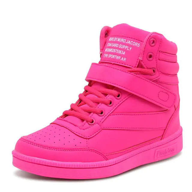 Breathable High Top Black and White Women's Sneakers