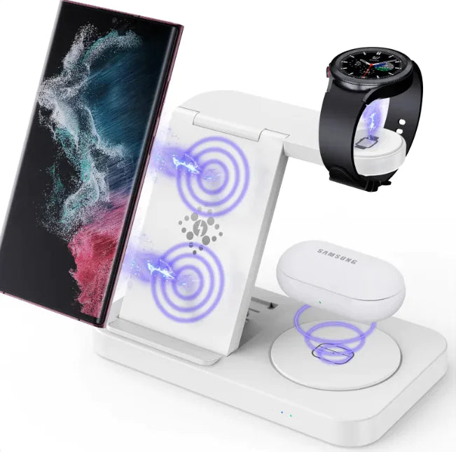 Foldable 3-in-1 Wireless Charger for Watch, Mobile Phone & Headset