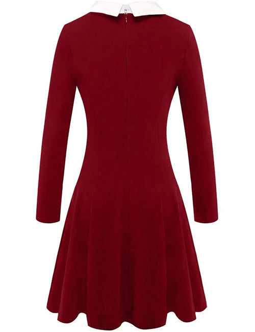 2020 Autumn Winter Women's Cotton Dress with Flare Skirt