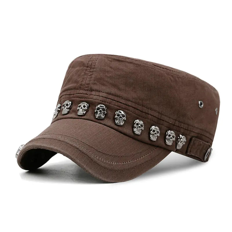 Rivet-Studded Flat Top Hat for Fashion Enthusiasts