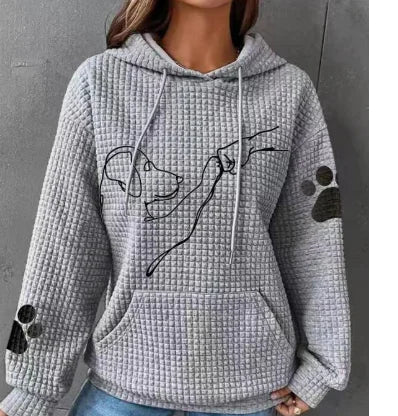 Loose Long Sleeve Hooded Sweater with Patch Pockets