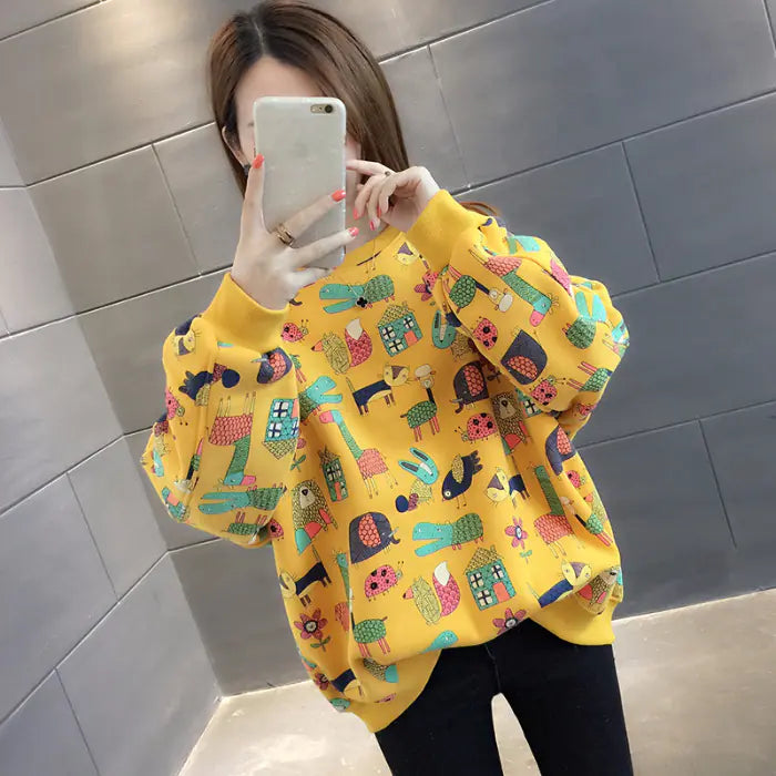 Korean Style Women's Loose Long Sleeve Sweatshirt