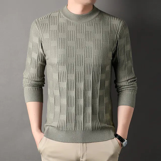 2023 Men's Autumn Winter Checkerboard Jacquard Sweater