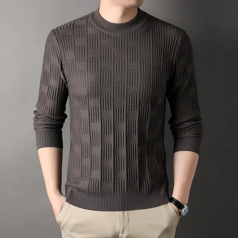2023 Men's Autumn Winter Checkerboard Jacquard Sweater