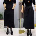 Korean Retro Knitted Wool Long Skirt with Pockets