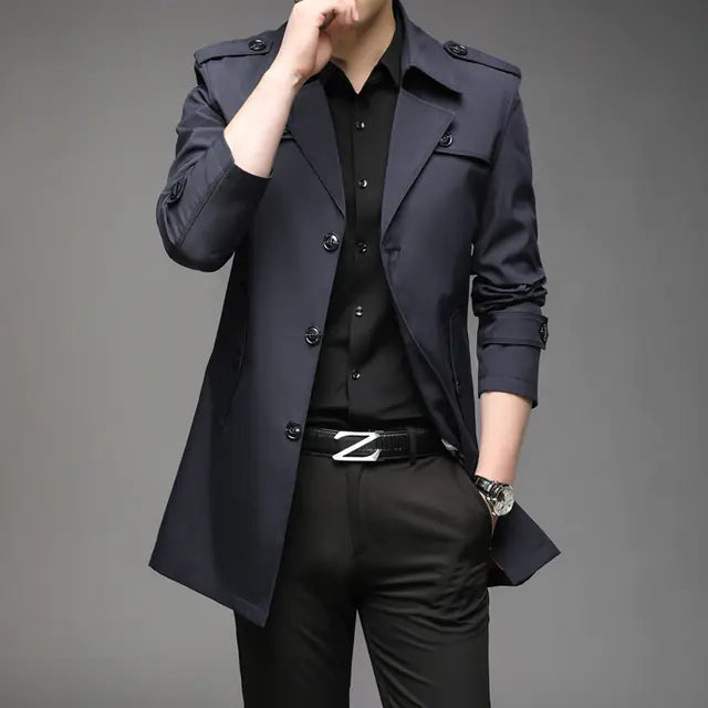 Men's Mid-Length Casual Windbreaker Jacket (Spring/Autumn)