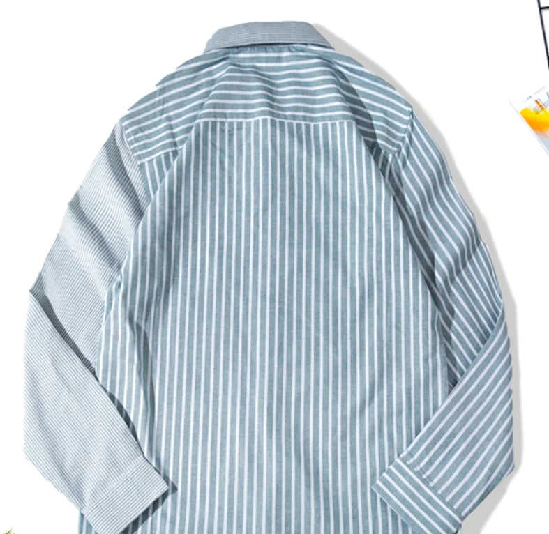 Striped Slim Fit Cotton Work Shirt for Men