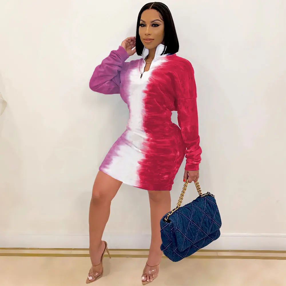 Plus Size Fashion Print Dress for Fall/Winter