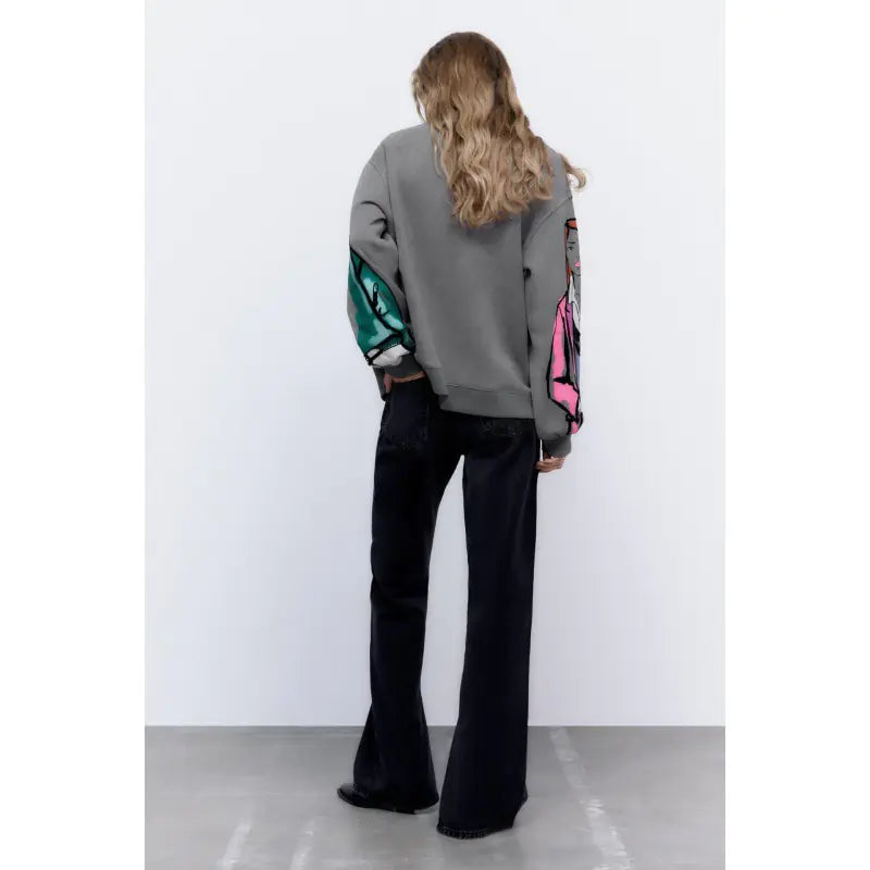 2023 Fashion Women's Loose Print Sweatshirt Crewneck