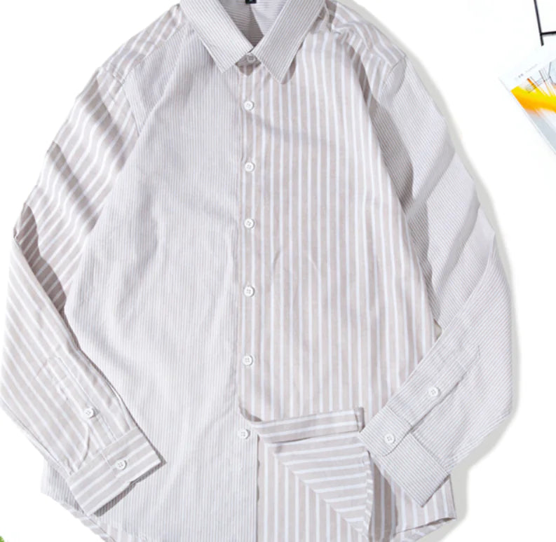Striped Slim Fit Cotton Work Shirt for Men