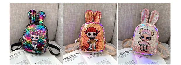 Fashionable Princess Sequin Backpack for Girls