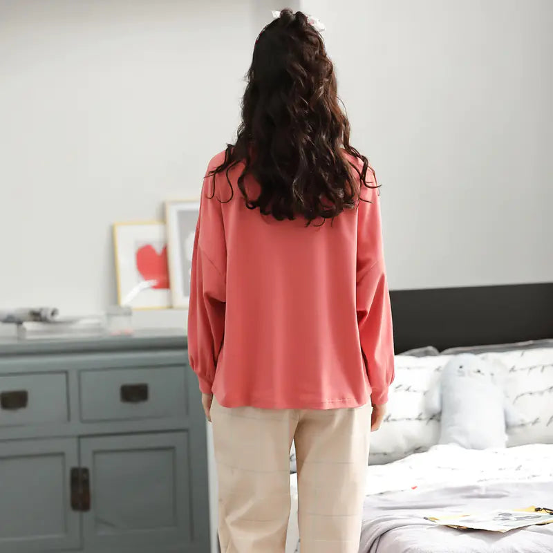 Cute Winter Cartoon Print Women's Pajama Set