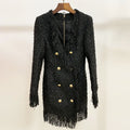 2020 Autumn Winter Deep V Double-Breasted Dress