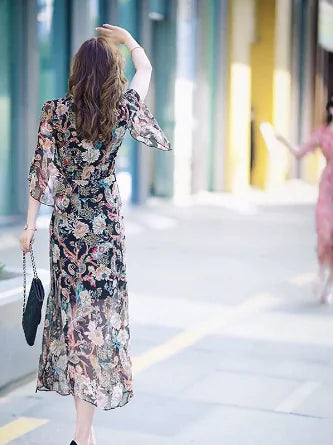 French Style Floral Doll Dress with Bell Sleeves