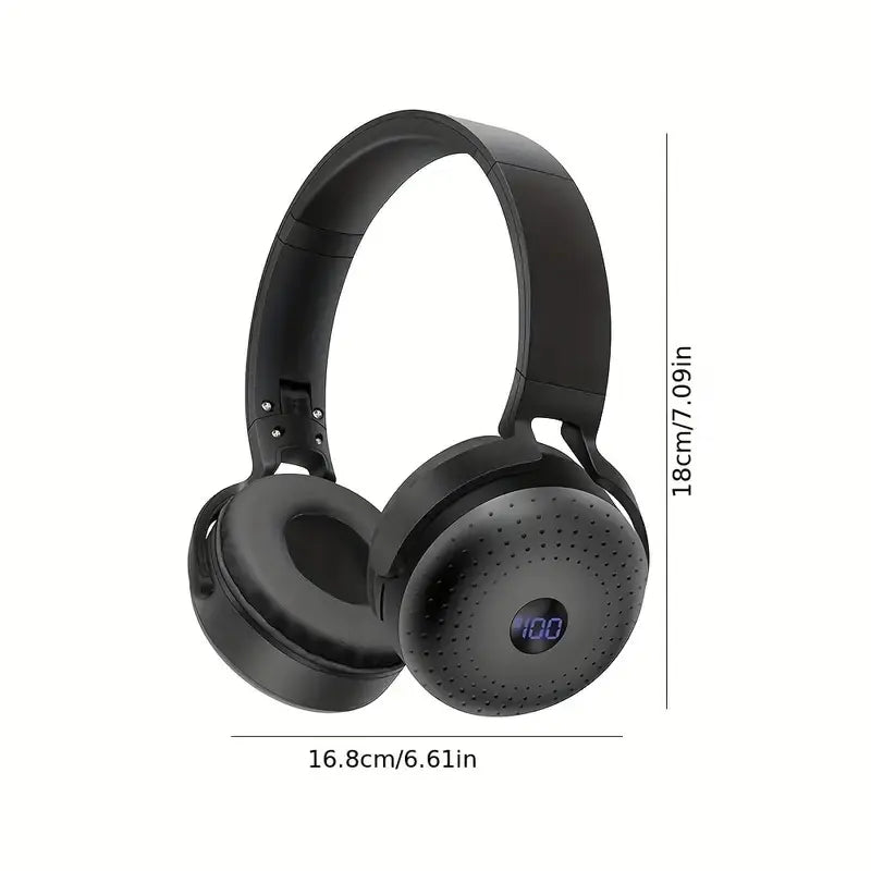 Wireless HiFi Stereo Headsets with Built-in Mic and Power Display