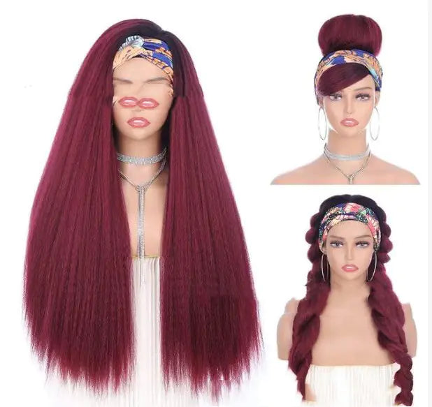 Corn Silk Long Hair Bandana Wig Head Cover Hairband
