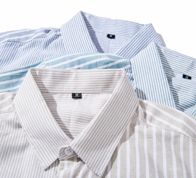 Striped Slim Fit Cotton Work Shirt for Men