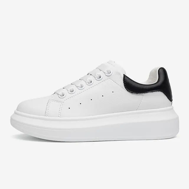 Genuine Leather Autumn Fashion White Sneakers for Women