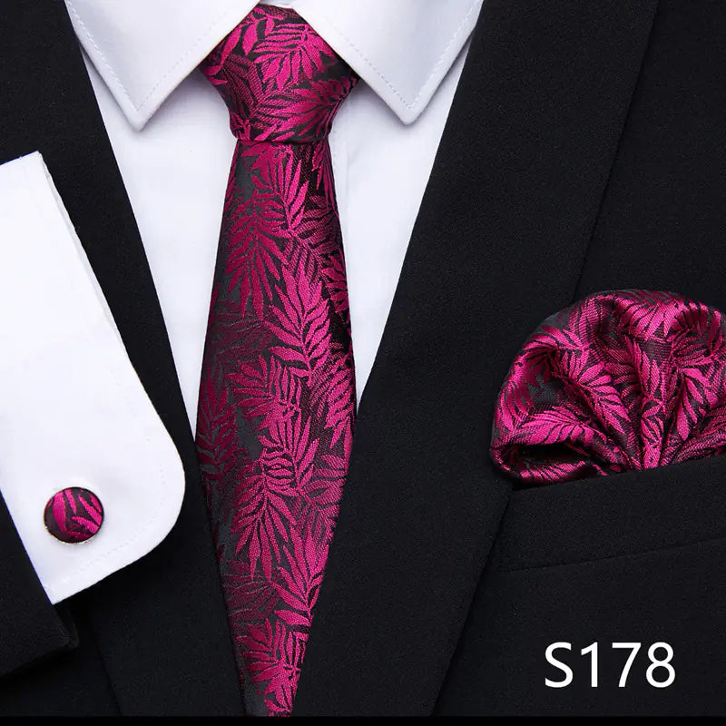 Korean Style Floral Tie and Pocket Square Set for Men