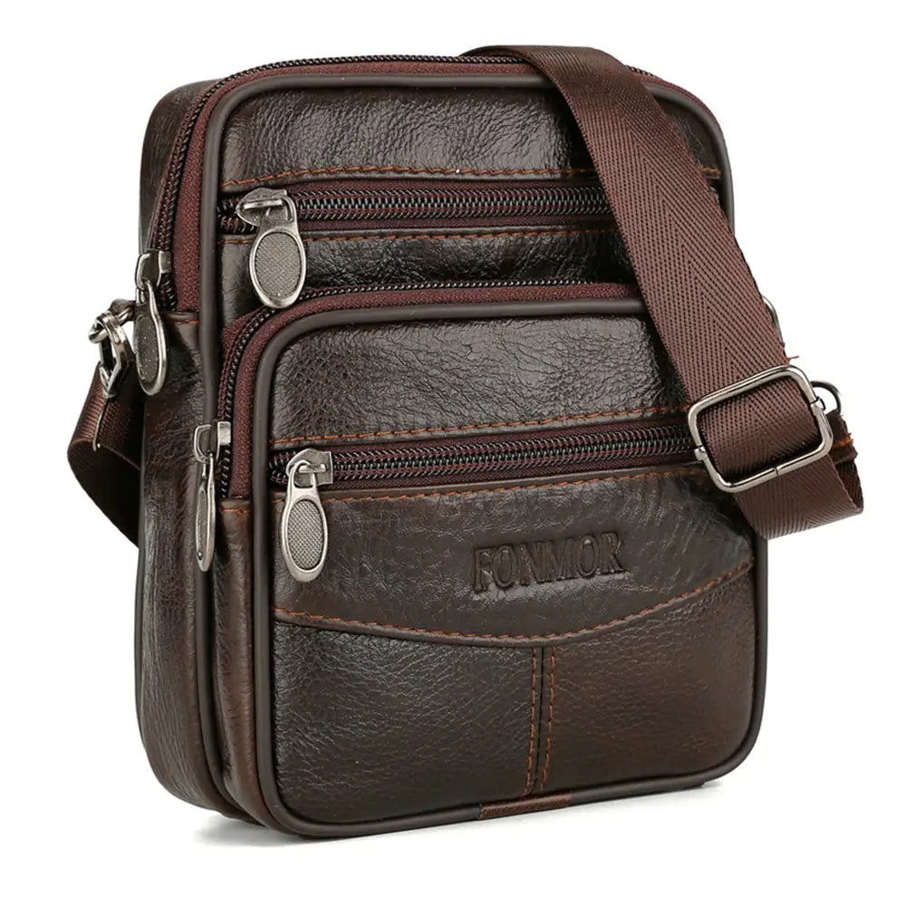 Genuine Leather Men's Crossbody Phone Bag and Waist Bag