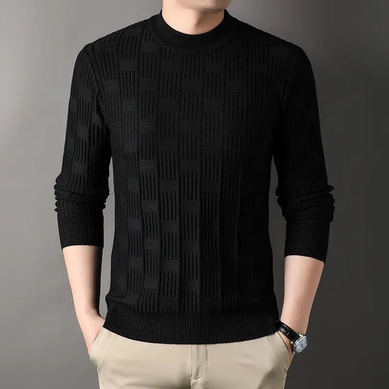 2023 Men's Autumn Winter Checkerboard Jacquard Sweater