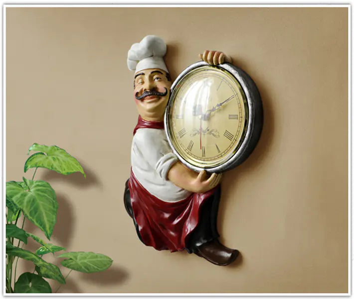 3D Chef Wall Clock - Creative Kitchen Decor