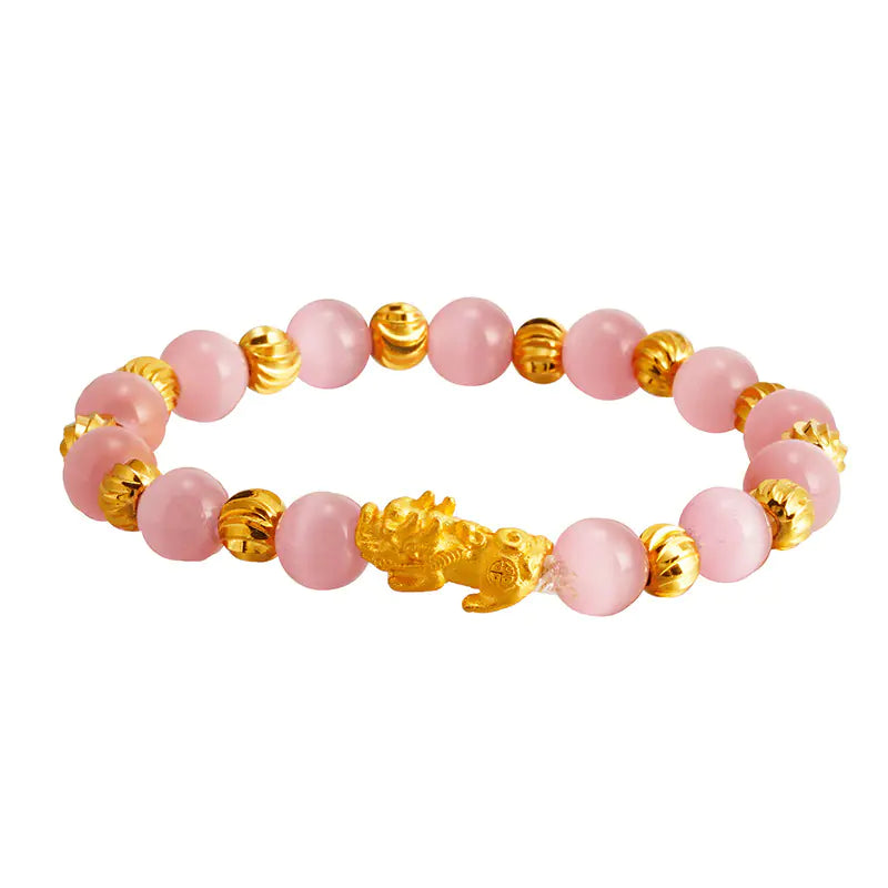 Mini Pixiu Obsidian Bracelet with Buddha Beads