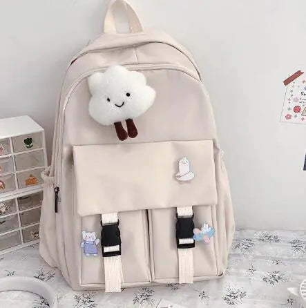 Waterproof Nylon School Backpack for Teenage Girls (One Set)