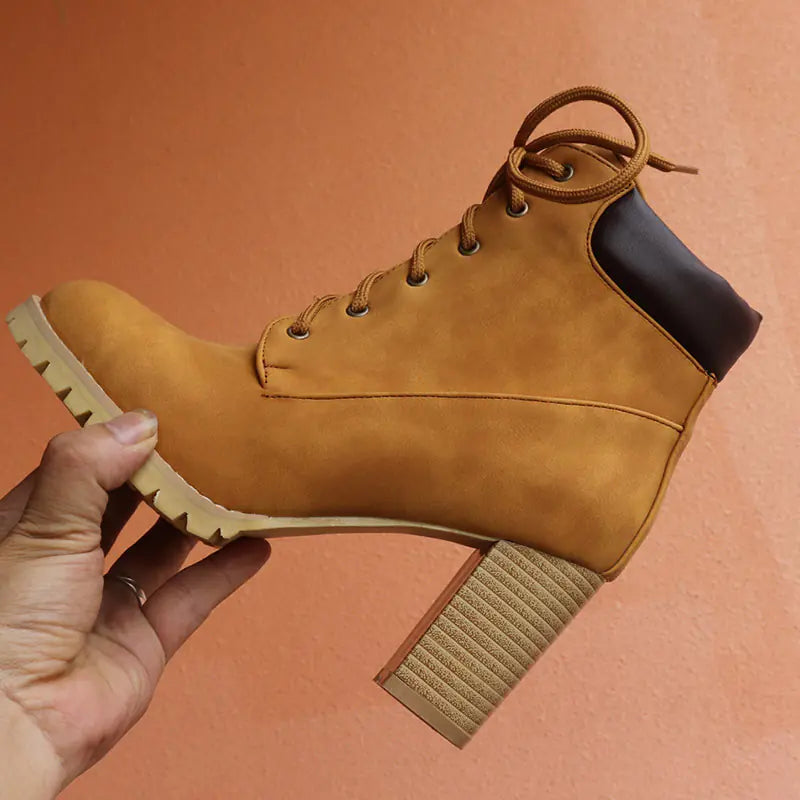 High Heel Lace-Up Short Boots for Women (Plus Size)