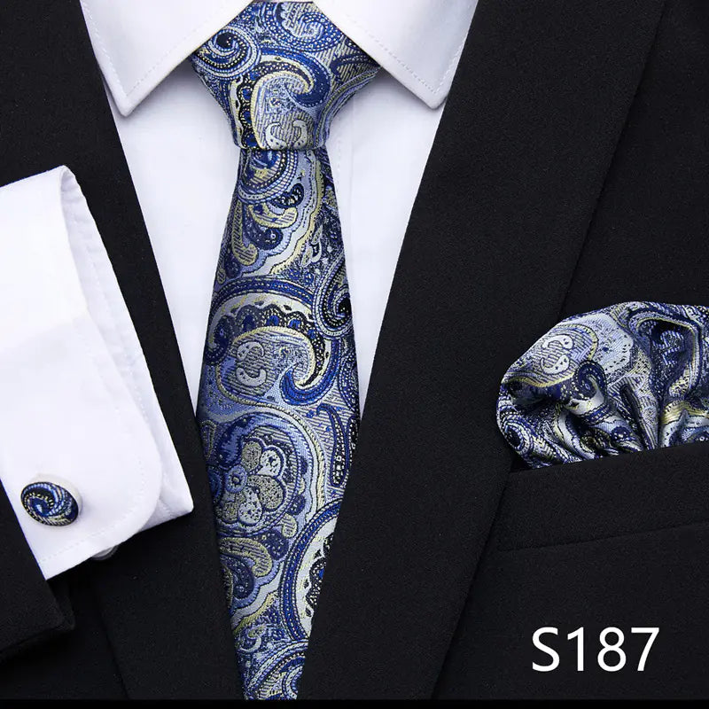 Korean Style Floral Tie and Pocket Square Set for Men