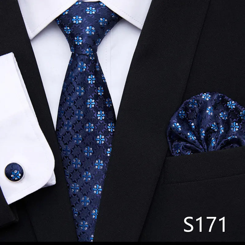 Korean Style Floral Tie and Pocket Square Set for Men