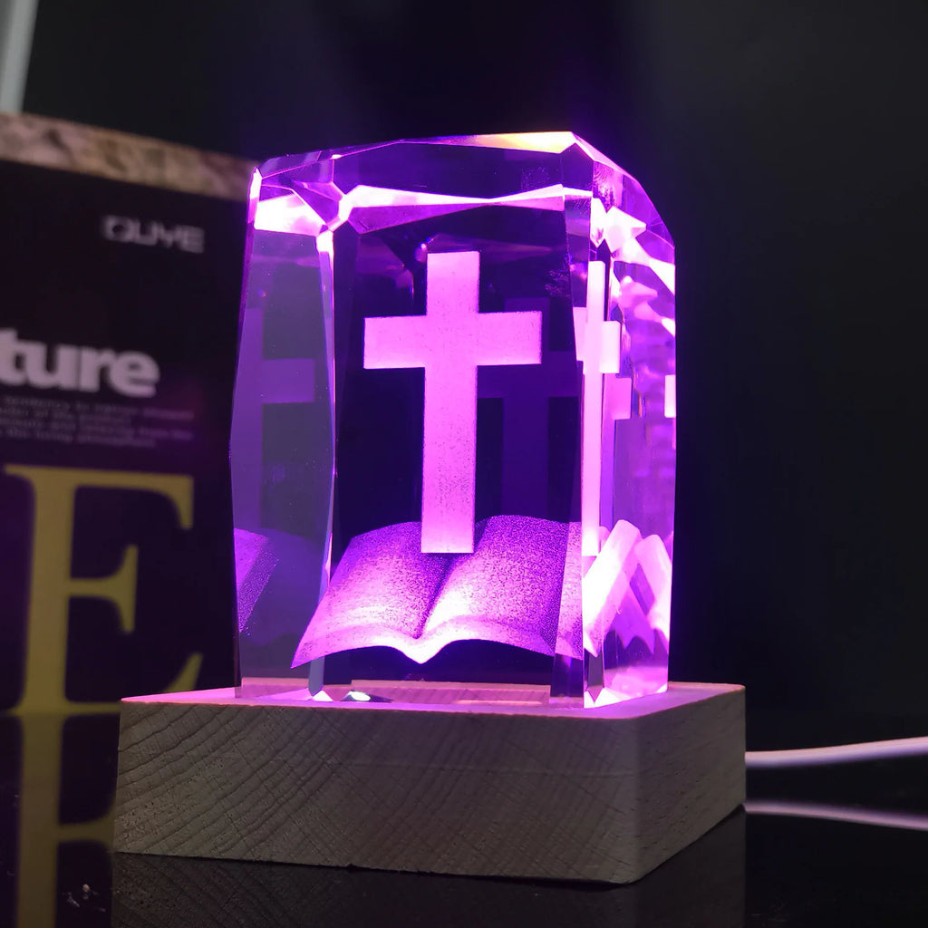 Luminous Cross Crystal Decoration