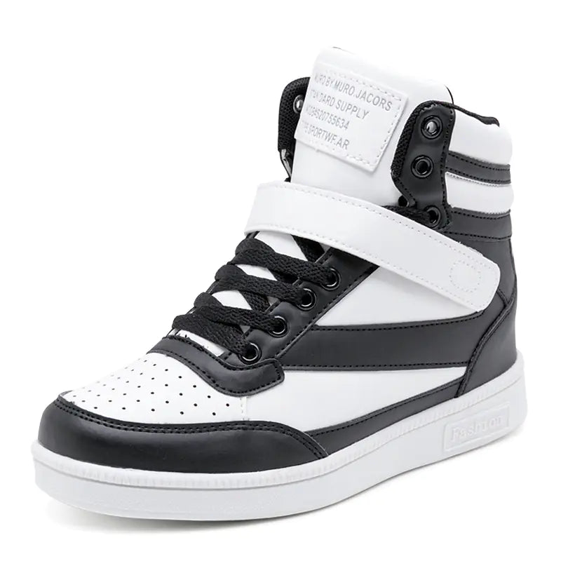 Breathable High Top Black and White Women's Sneakers