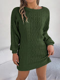 Solid Color Twist Lantern Sleeve Woolen Skirt