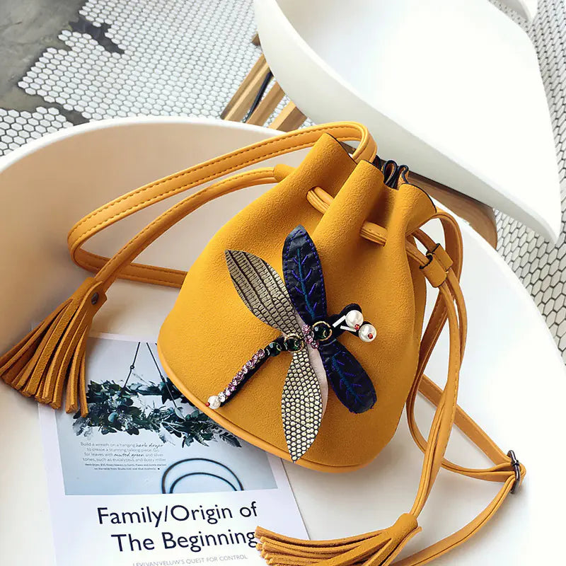 Frosted Bucket Bag - Dragonfly Women's Shoulder Bag