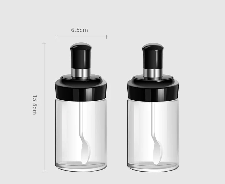 Glass Spice Jar Set with Airtight Seal for Kitchen