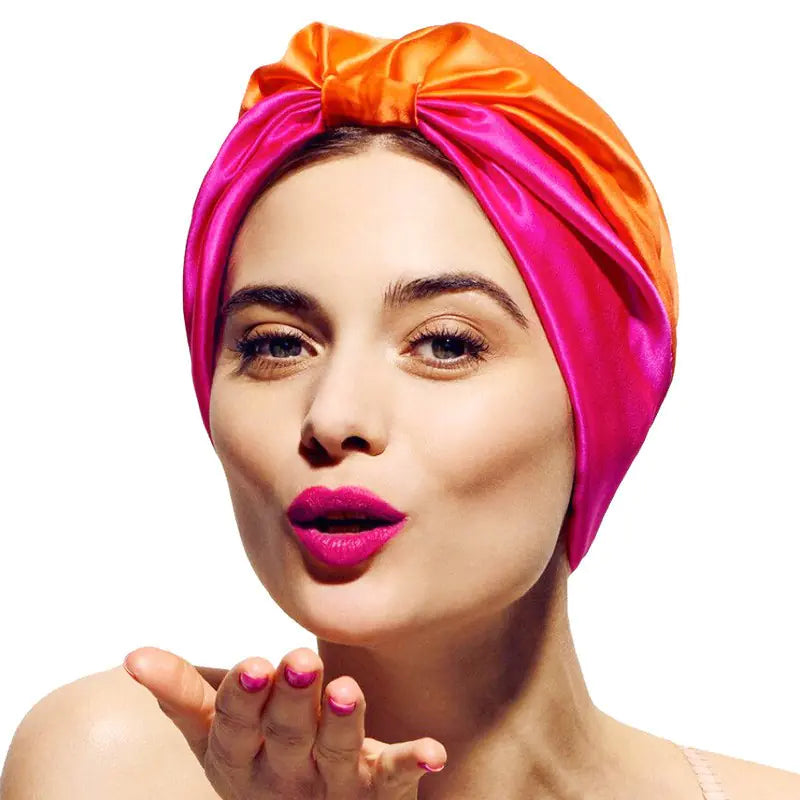 2019 Double Layer Satin Hair Scarf Sleep Cap