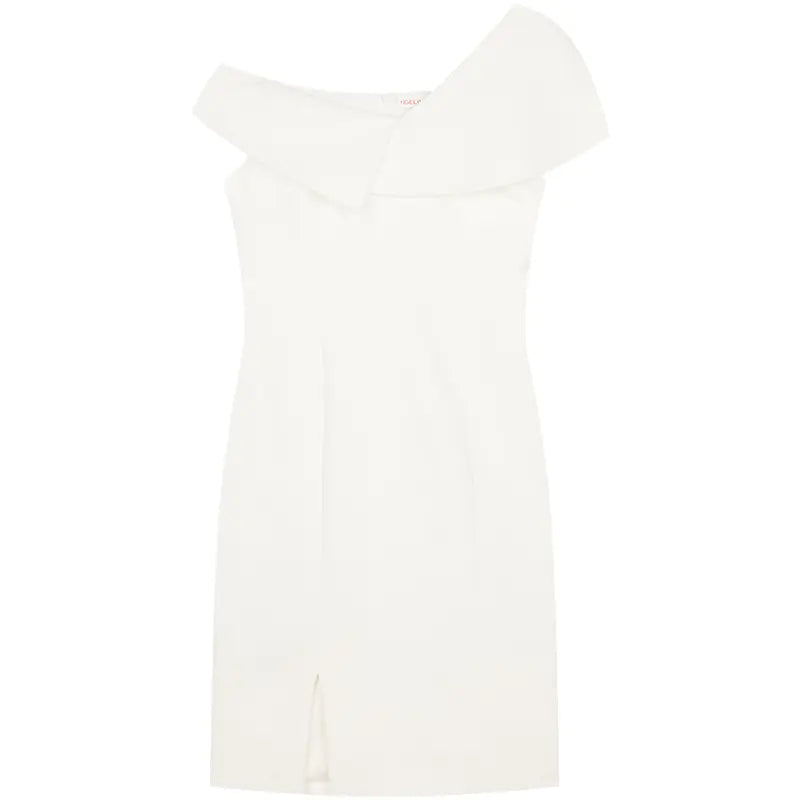 New Sexy V-Neck Fitted White Dress with Slit