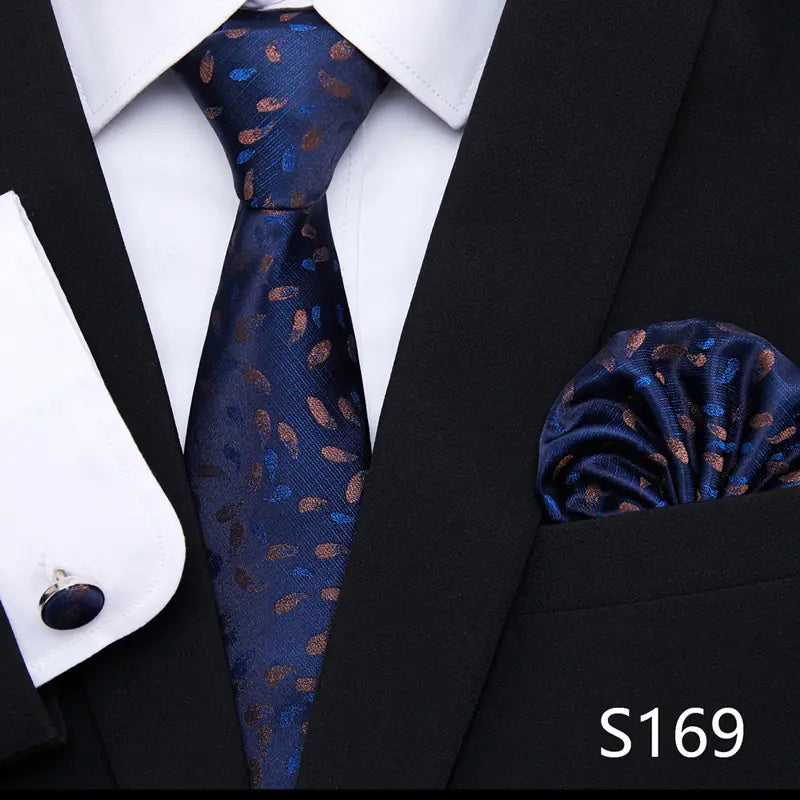 Korean Style Floral Tie and Pocket Square Set for Men
