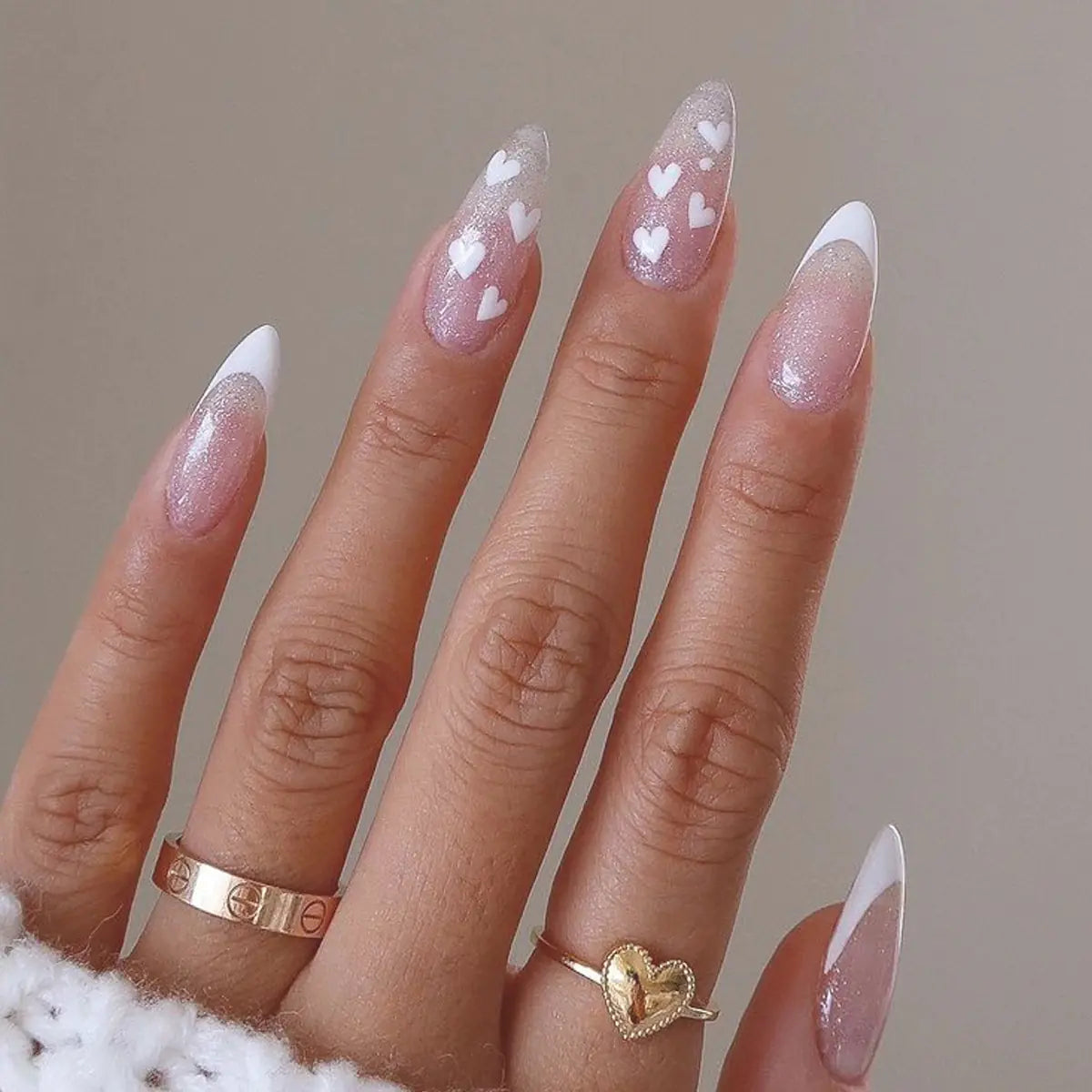 Valentine's Day Press-On Nail Set with Heart Designs