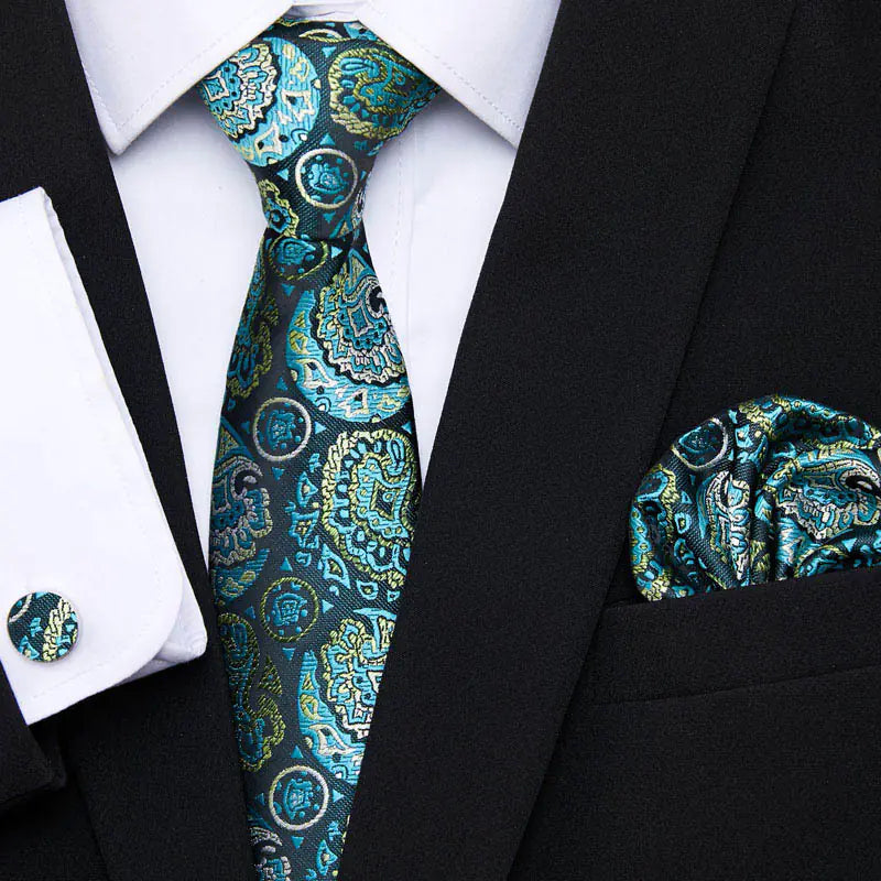 Korean Style Floral Tie and Pocket Square Set for Men