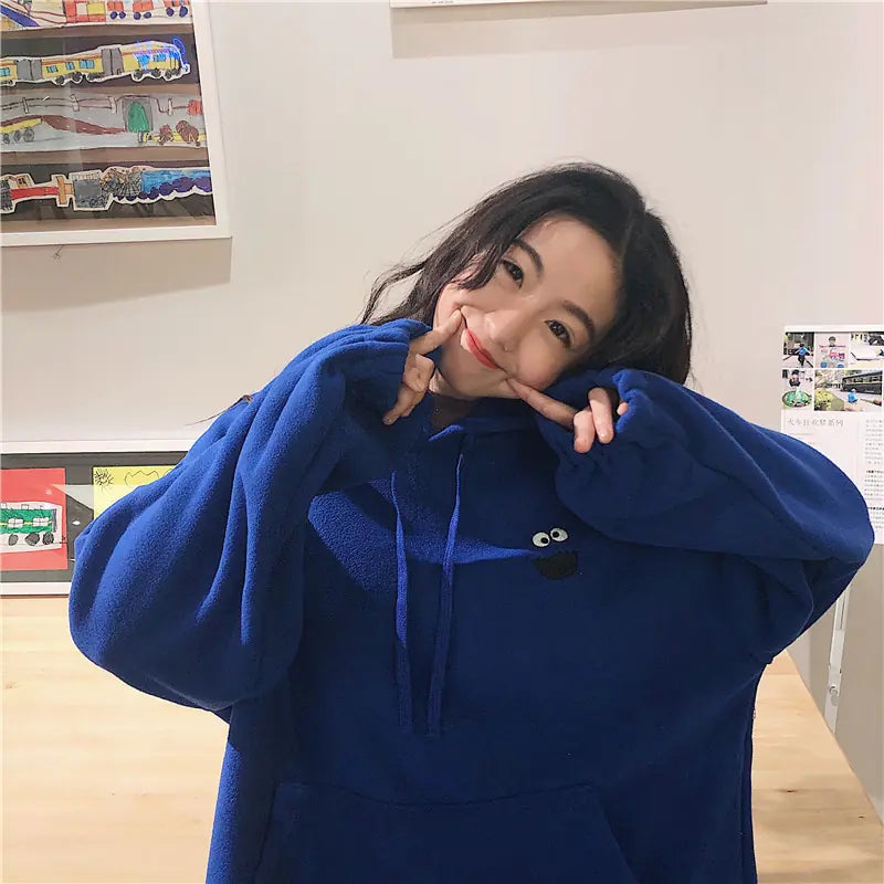 Women's Thick Fleece Hoodie - Loose Korean Style Sweatshirt